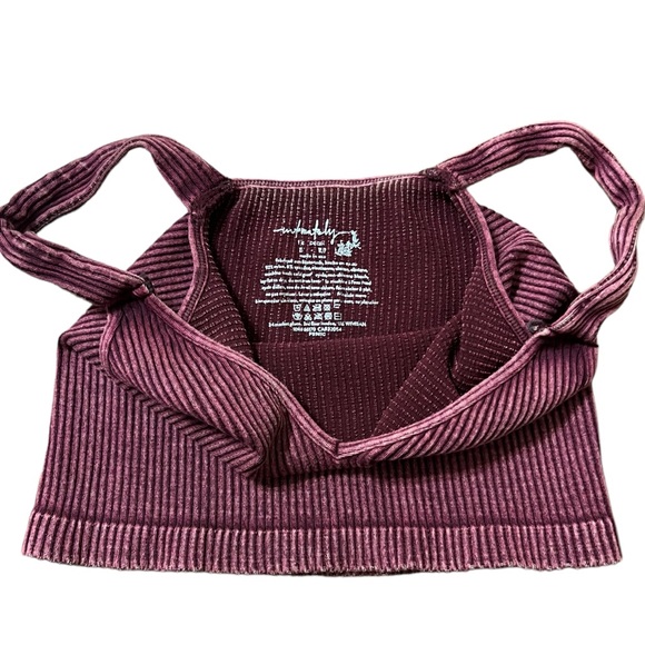 Free People Intimately Washed Seamless Crop Top Washed Burgundy NWOT - Picture 6 of 7